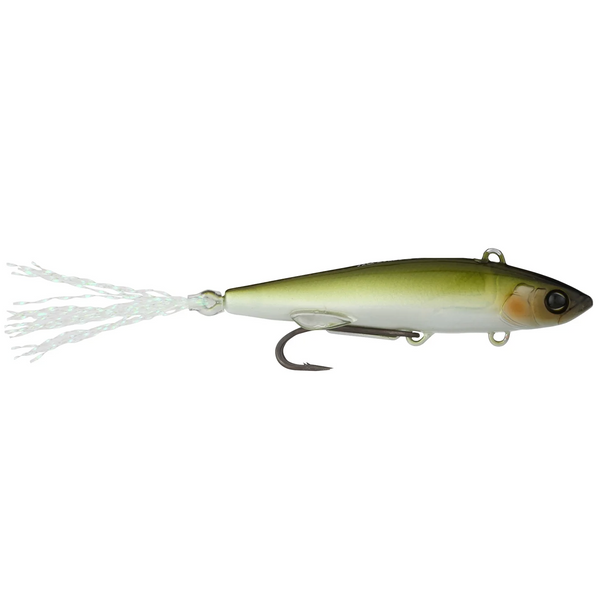 Fishing lure with a white skirt on a white background