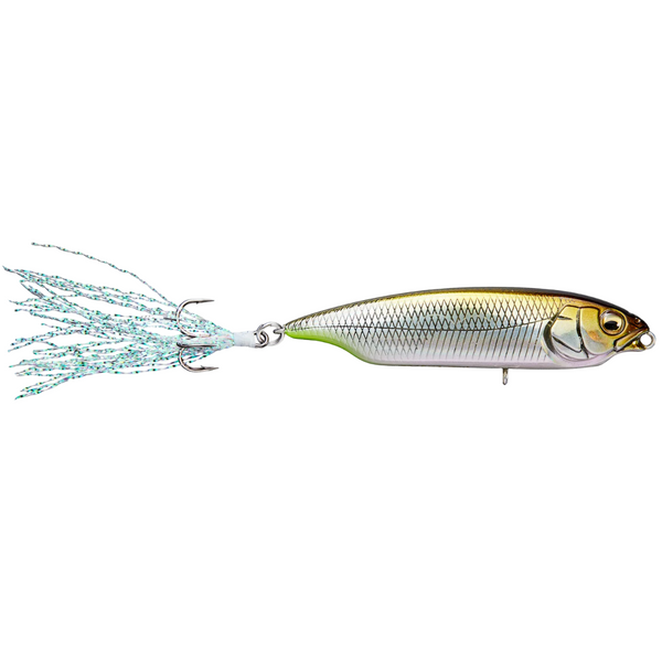 Fishing lure with a skirt attachment on a white background