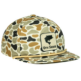 Camouflage-patterned cap with '6th Sense' logo on a white background