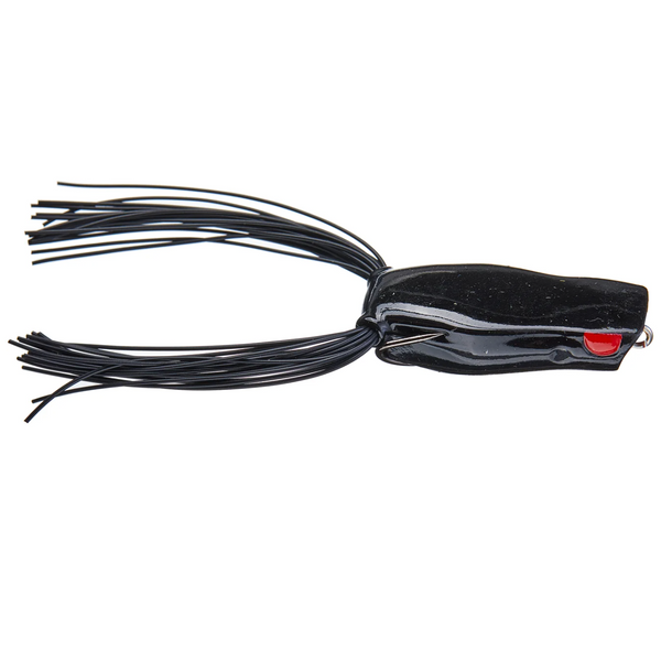 Black fishing lure with multiple tails on a white background