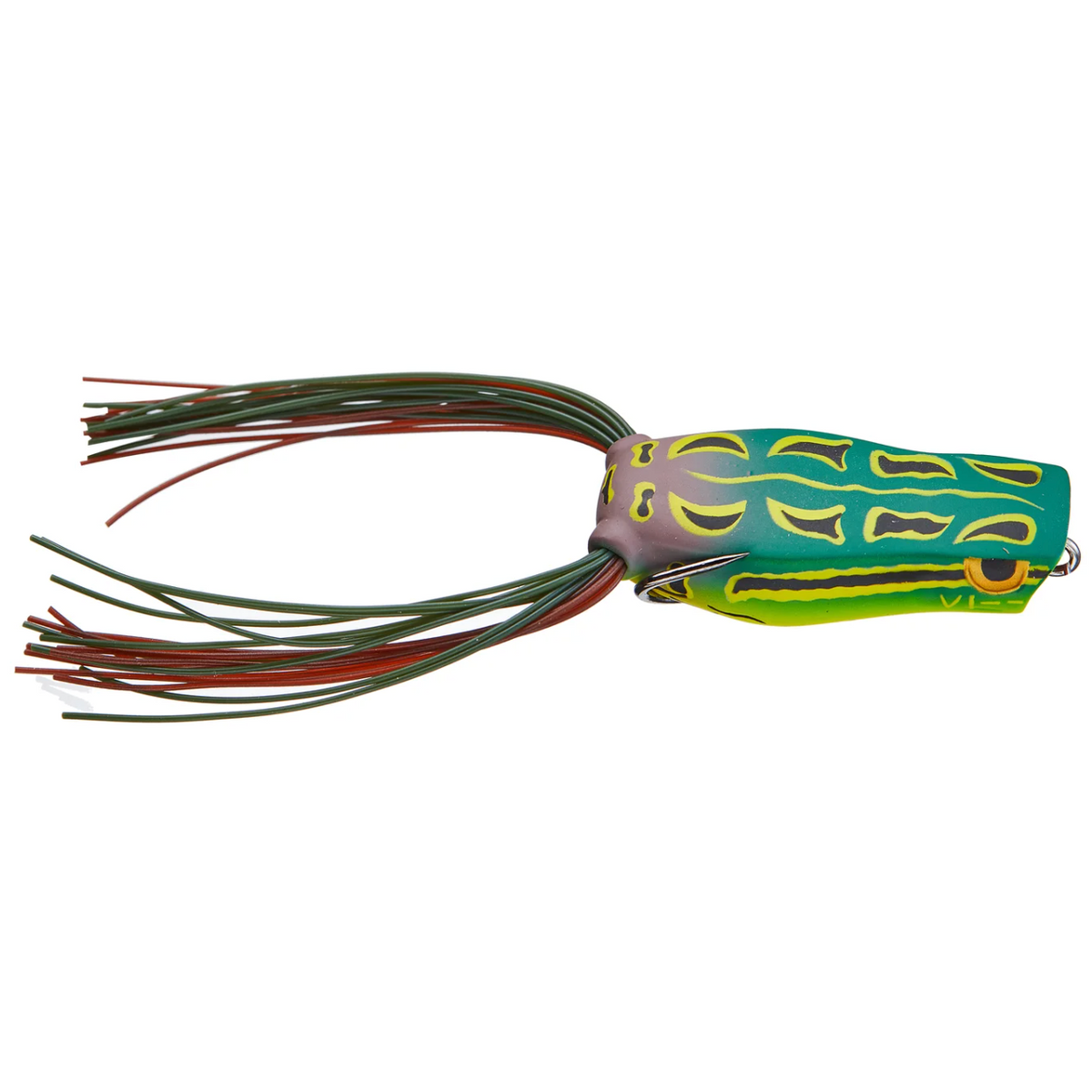 Fishing lure with a colorful design on a white background