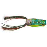 Fishing lure with a colorful design on a white background