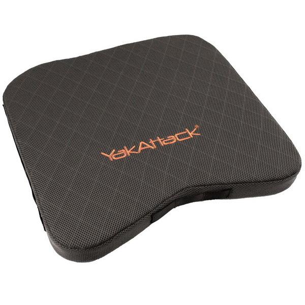 YakAttack branded black multiflex seat cushion for kayaks with a textured surface.