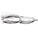 White and black fishing lure on a white background