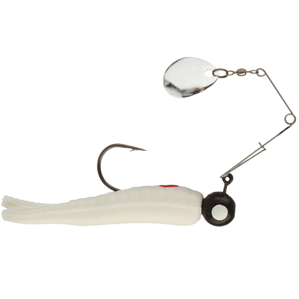 beetle spin lures for bass Johnson Beetle Spin White Red Dot 1/16 oz