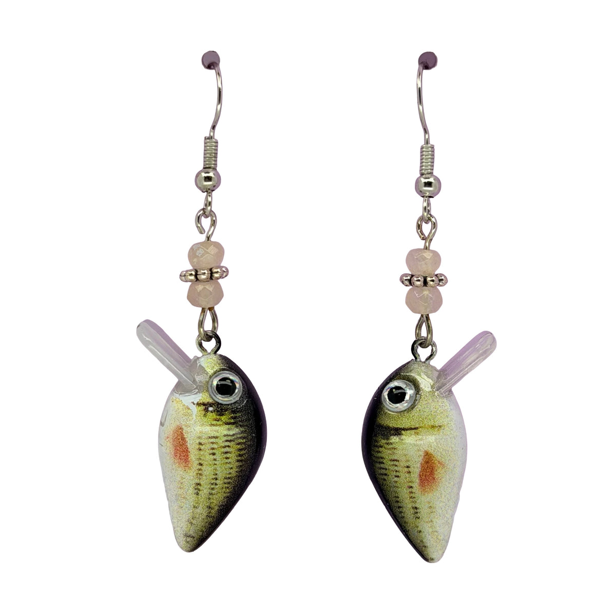 Largemouth Bass with Beads Lure Earrings