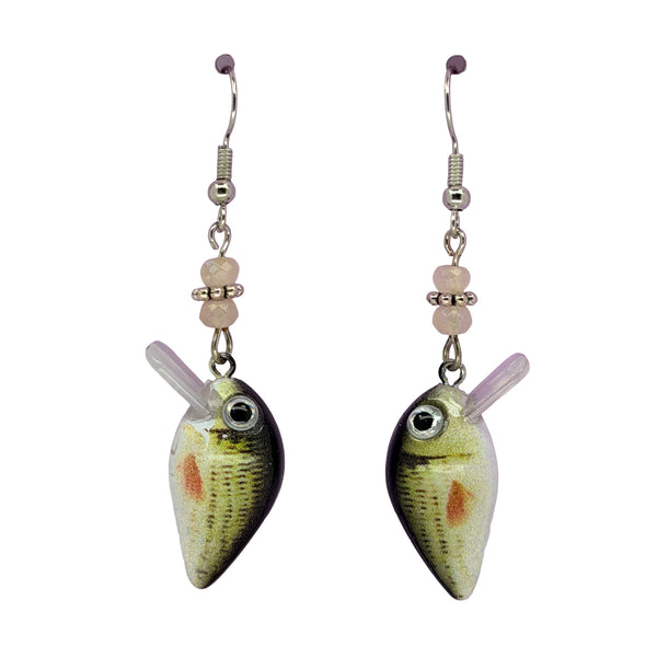 Largemouth Bass with Beads Lure Earrings