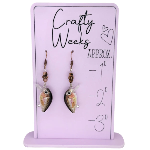 Rainbow Trout Beaded Lure Earrings