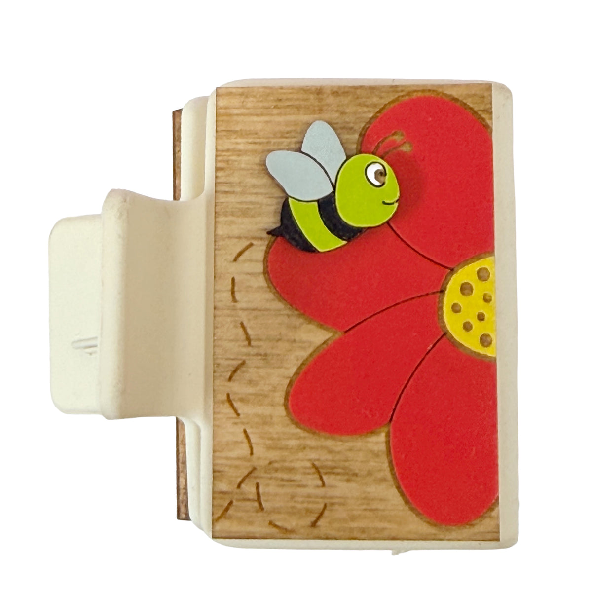Bee with Flower 2” Hand painted Hair Clip
