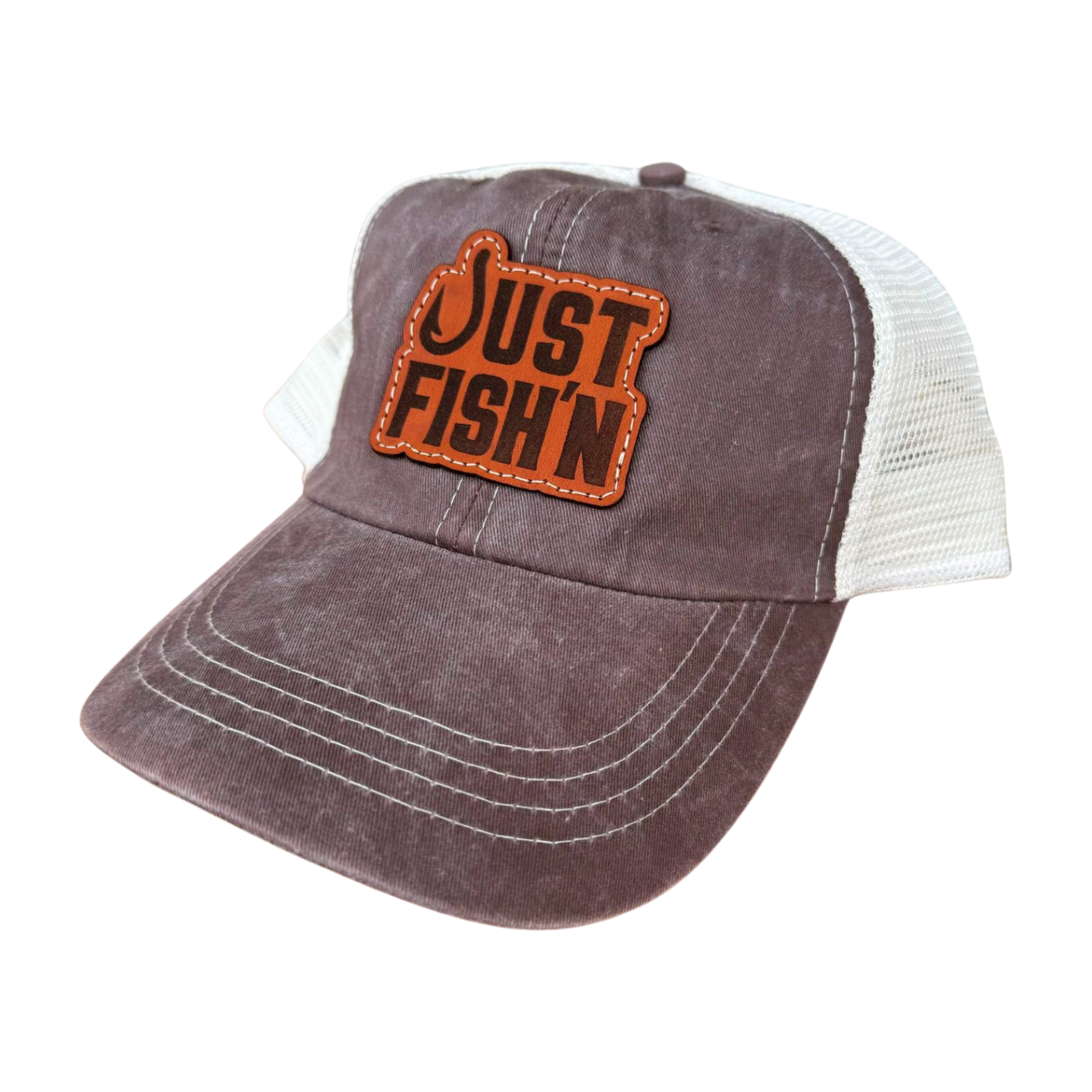 Just Fish'n Leather Patch Hat