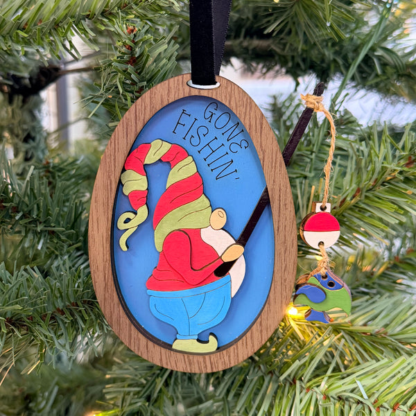 Gone Fishin' Gnome Ornament