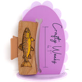 Brown Trout Hairclips Medium Wood background Tan Clip