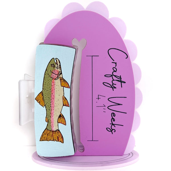 Rainbow Trout Hairclips Blue background Matte Clear Clip