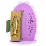 Brook Trout Hairclips Light Wood Gold Tail Green Clip