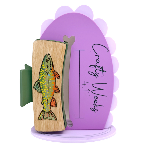 Brook Trout Hairclips Light Wood Green Red Tail Green Clip