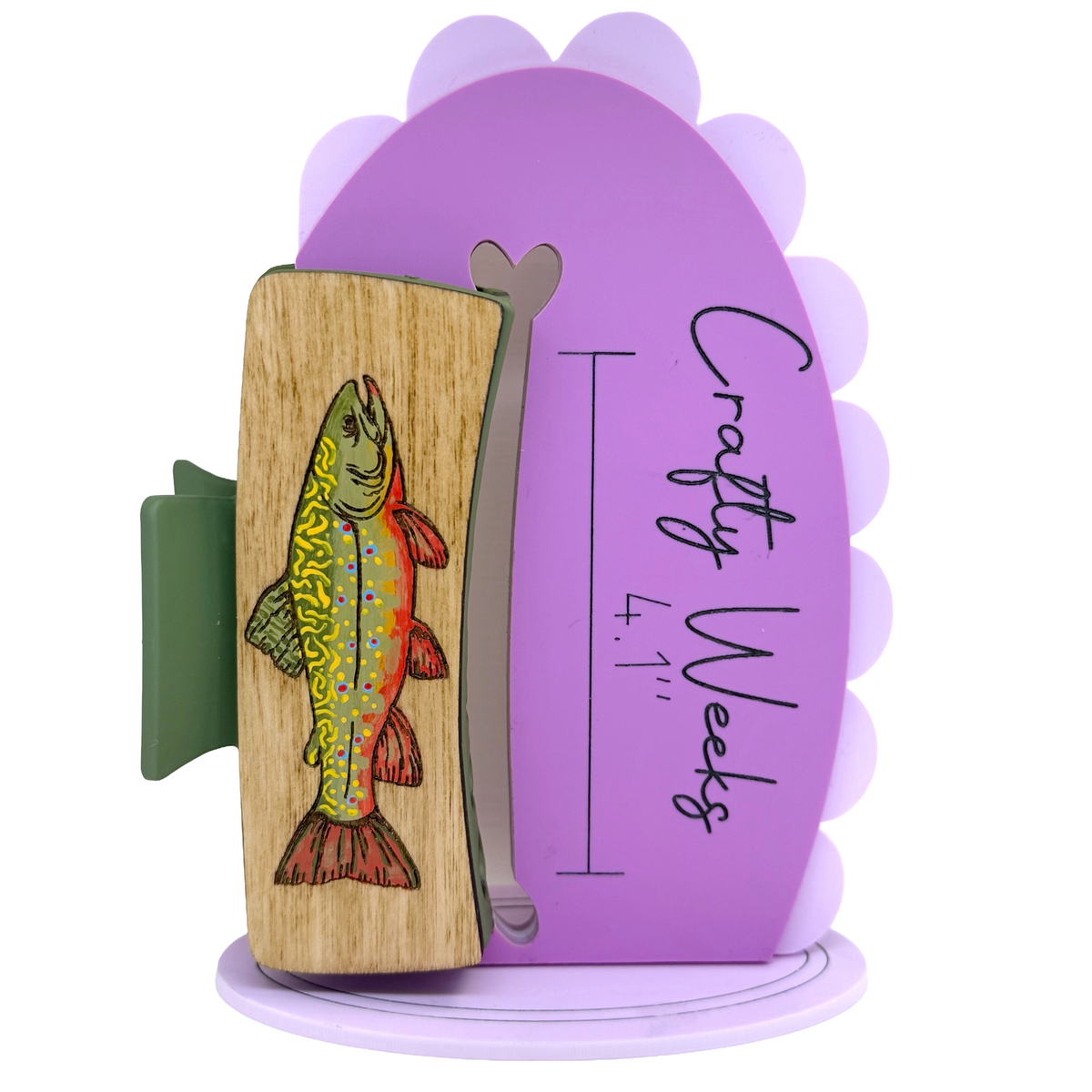 Brook Trout Hairclips Light Wood Red Tail Green Clip