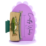 Largemouth Bass Hairclips Light Wood Dark Green Clip