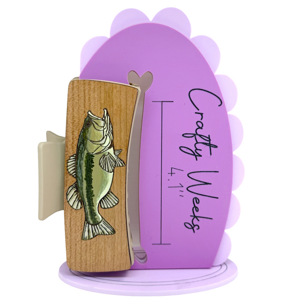 Largemouth Bass Hairclips Golden Wood Tan Clip
