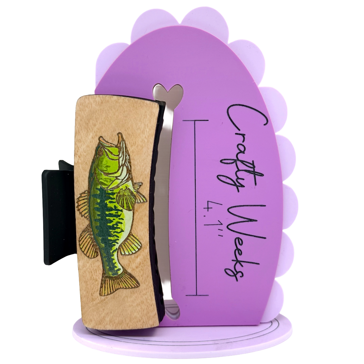 Largemouth Bass Hairclips Light Wood Black Clip 2