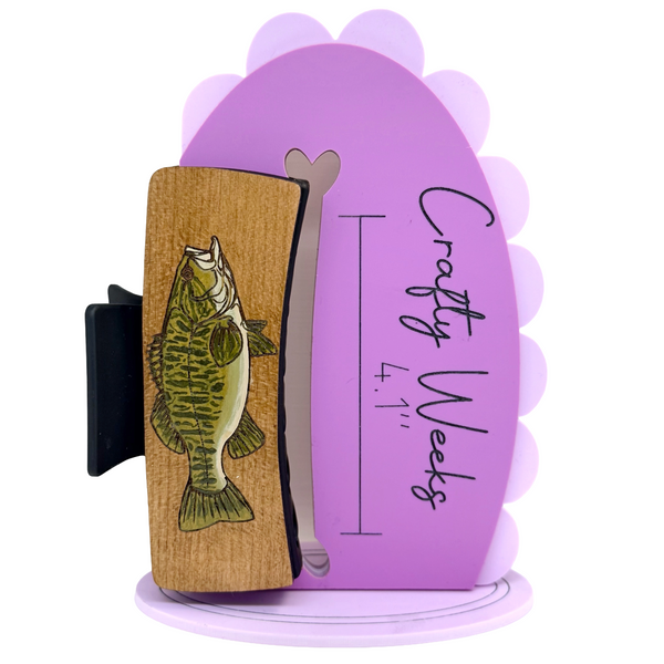 Smallmouth Bass Hairclips Golden Wood Black Clip