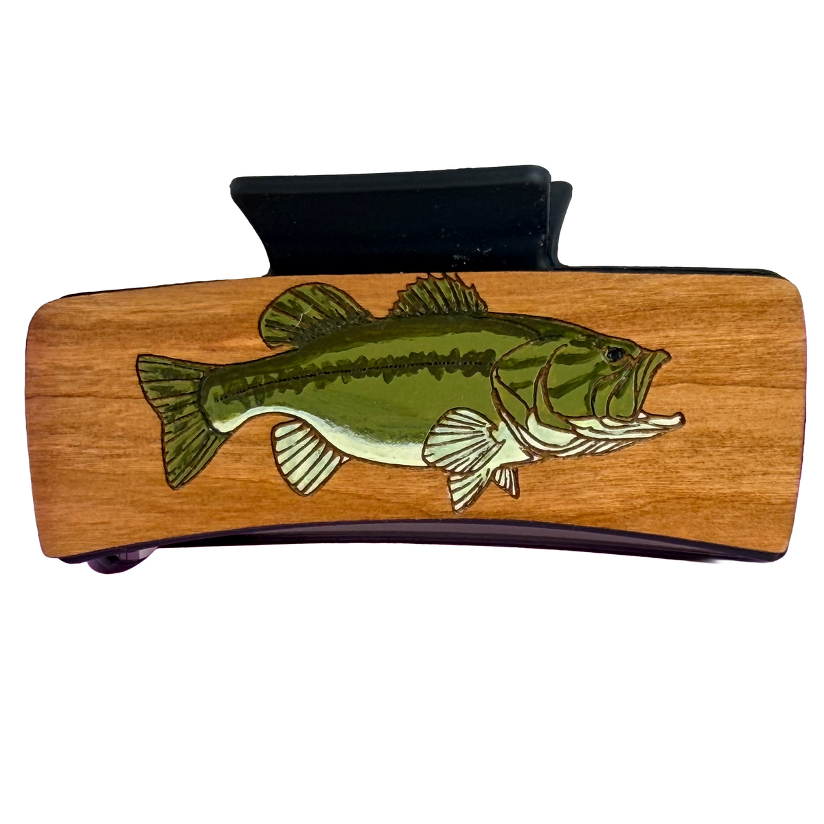 Largemouth Bass Hairclips Dark Green Black Clip 1