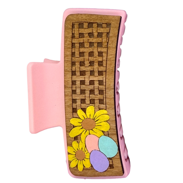 Easter Egg Wicker Hairclips 3"