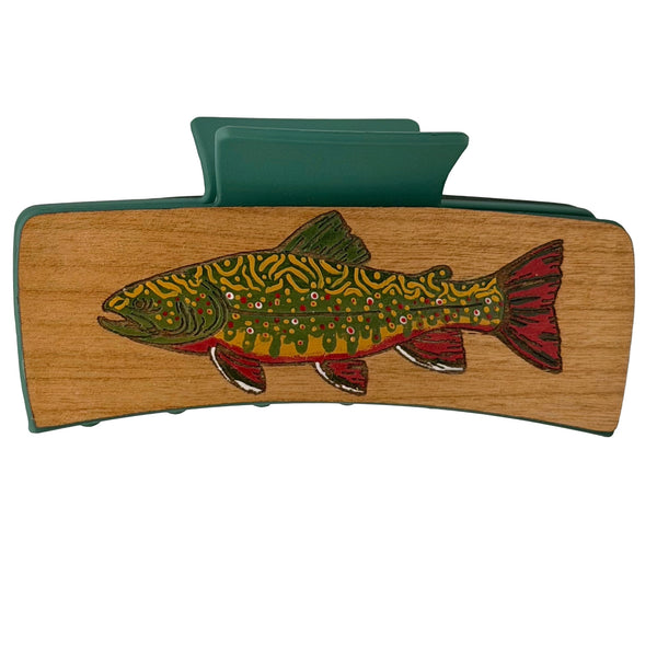 Brook Trout Hairclips 4" Dark Green and Red Green Clip