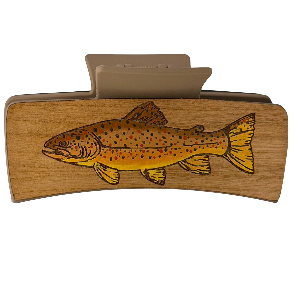 Brown Trout Hairclips 4" Light Wood Tan Clip