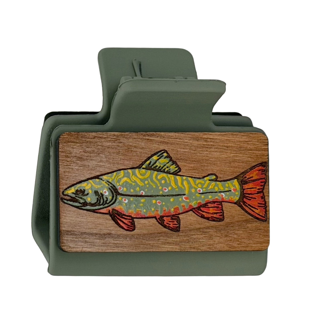 Brook Trout Hairclips 2" Light Green and Red Green Clip