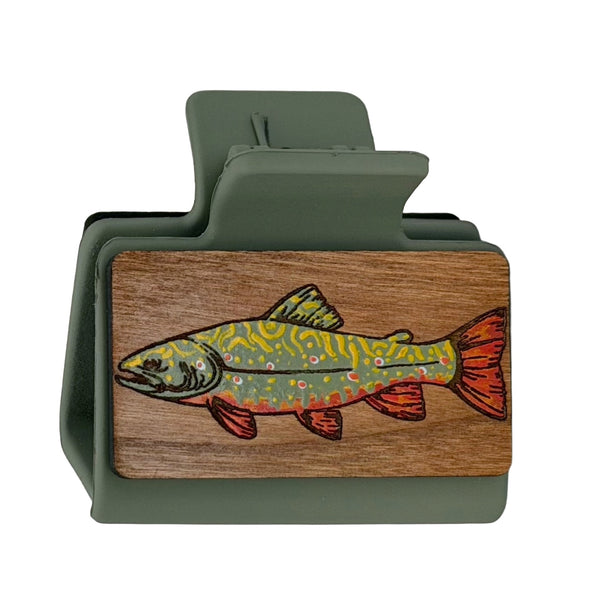 Brook Trout Hairclips 2" Light Green and Red Green Clip