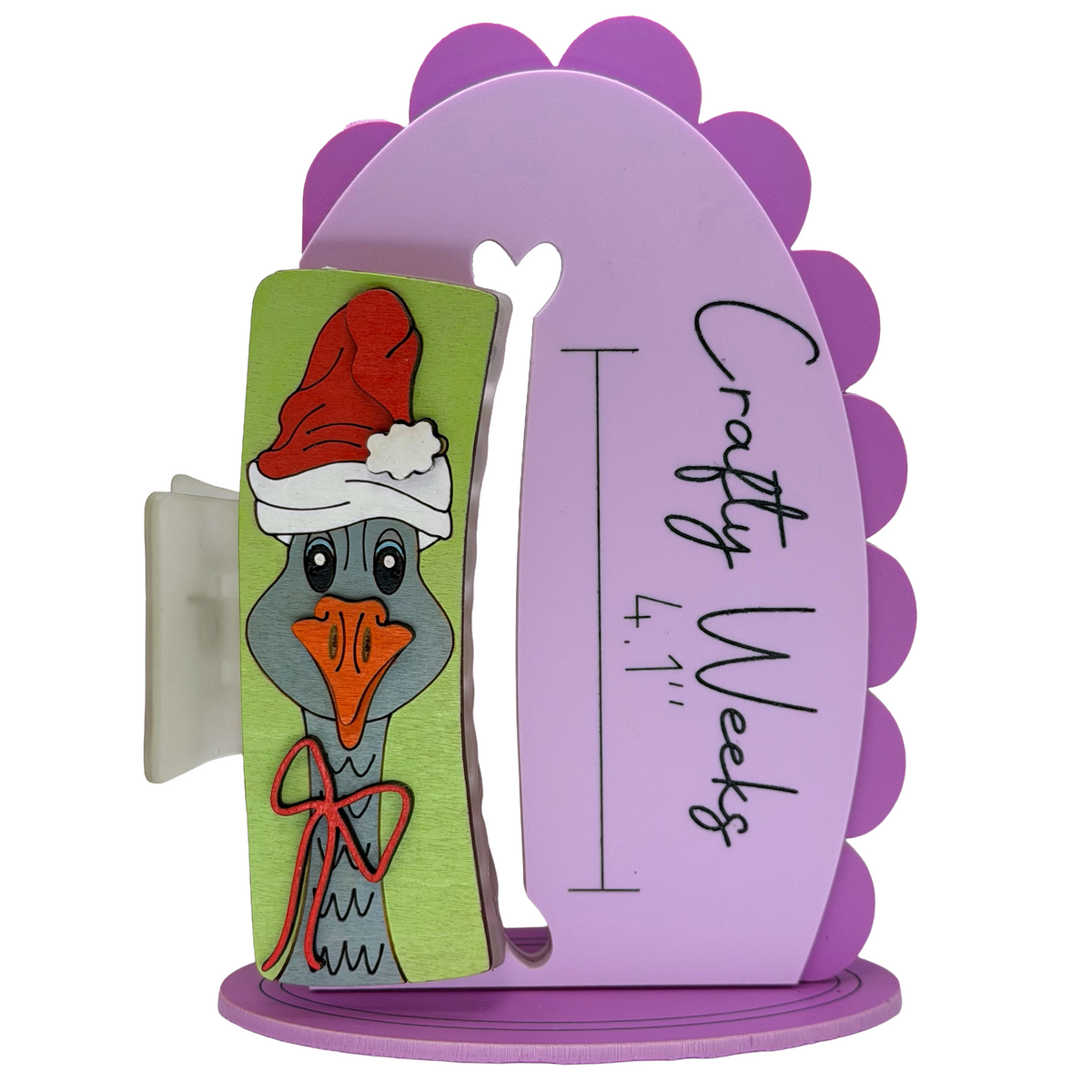 Christmas Goose - Matte Clear Hairclip