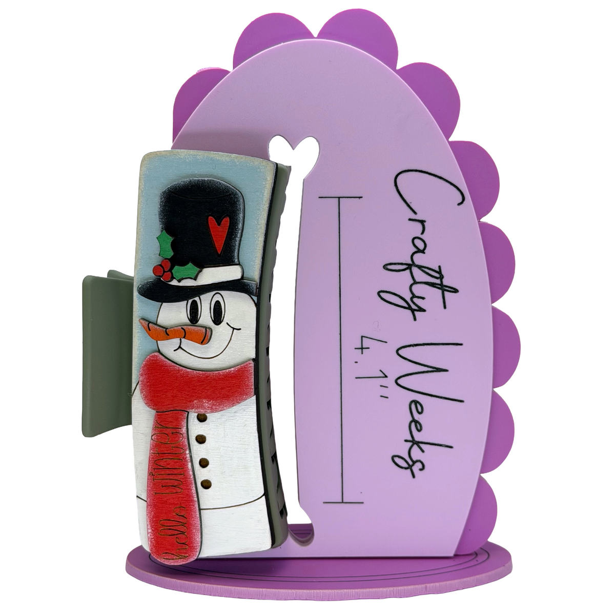 Snowman Handpainted Green Hairclip
