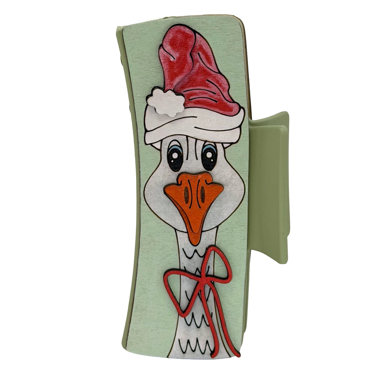 Christmas Goose - Green Hairclip