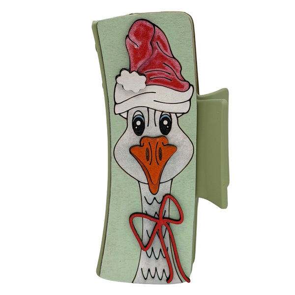 Christmas Goose - Green Hairclip