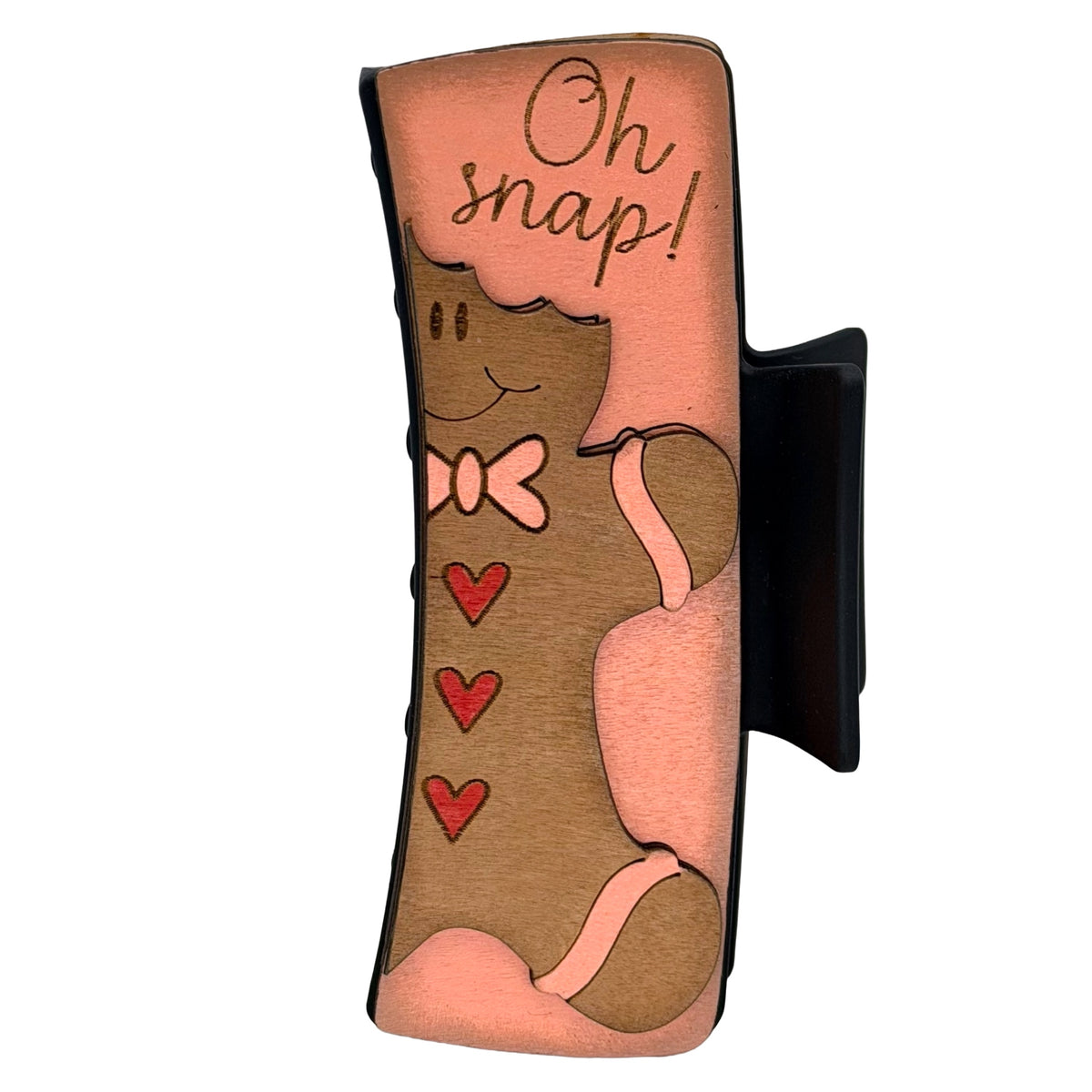 Oh Snap Gingerbread Man - Black Hairclip