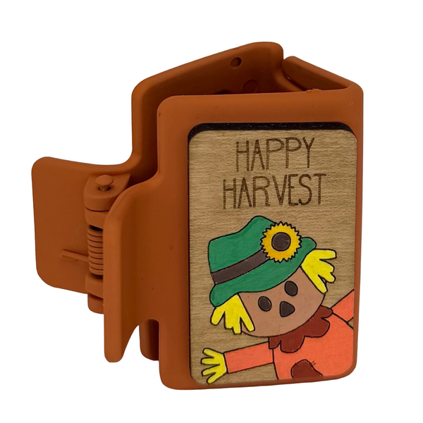Happy Harvest Scarecrow Hairclip 2"