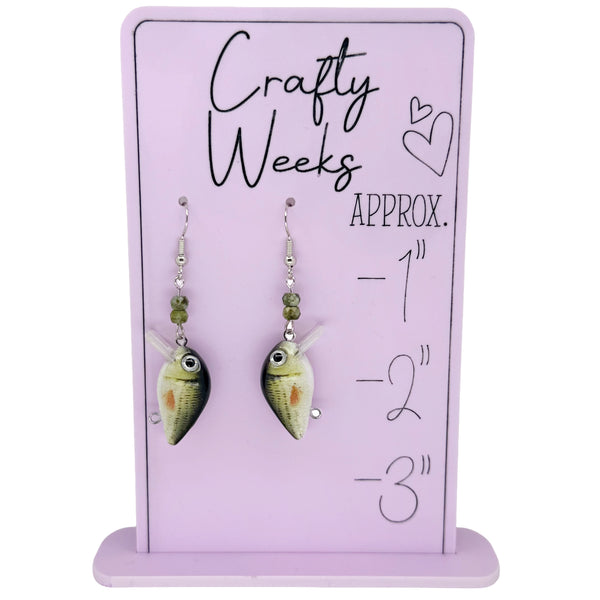 Largemouth Bass with Green Beads - Lure Earrings