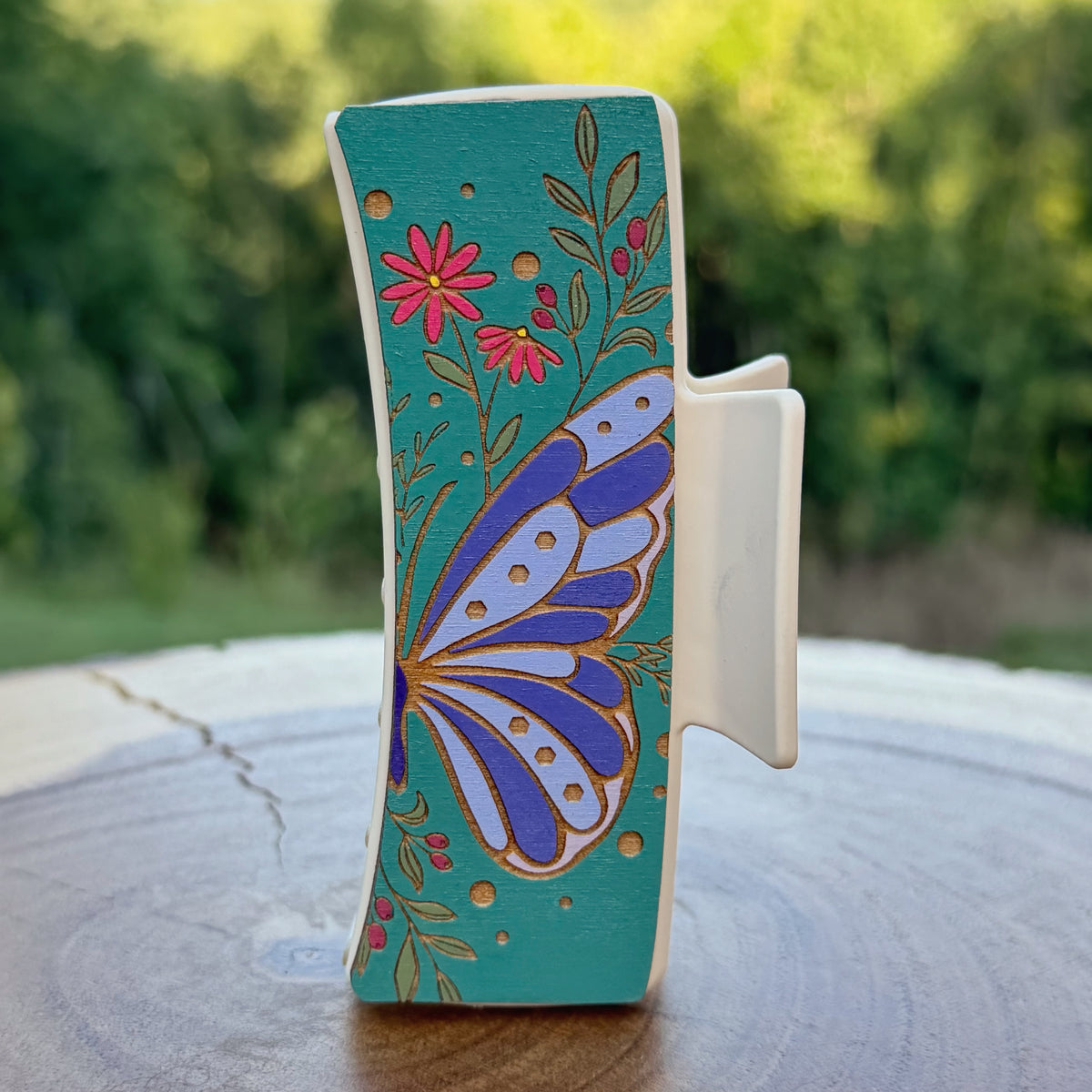 Teal Butterfly 4” Hair Clip