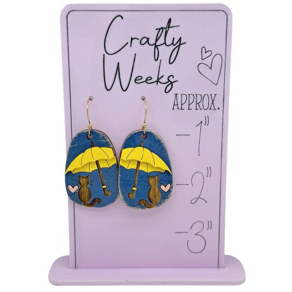 Rainy Day Cat Dangle Earrings