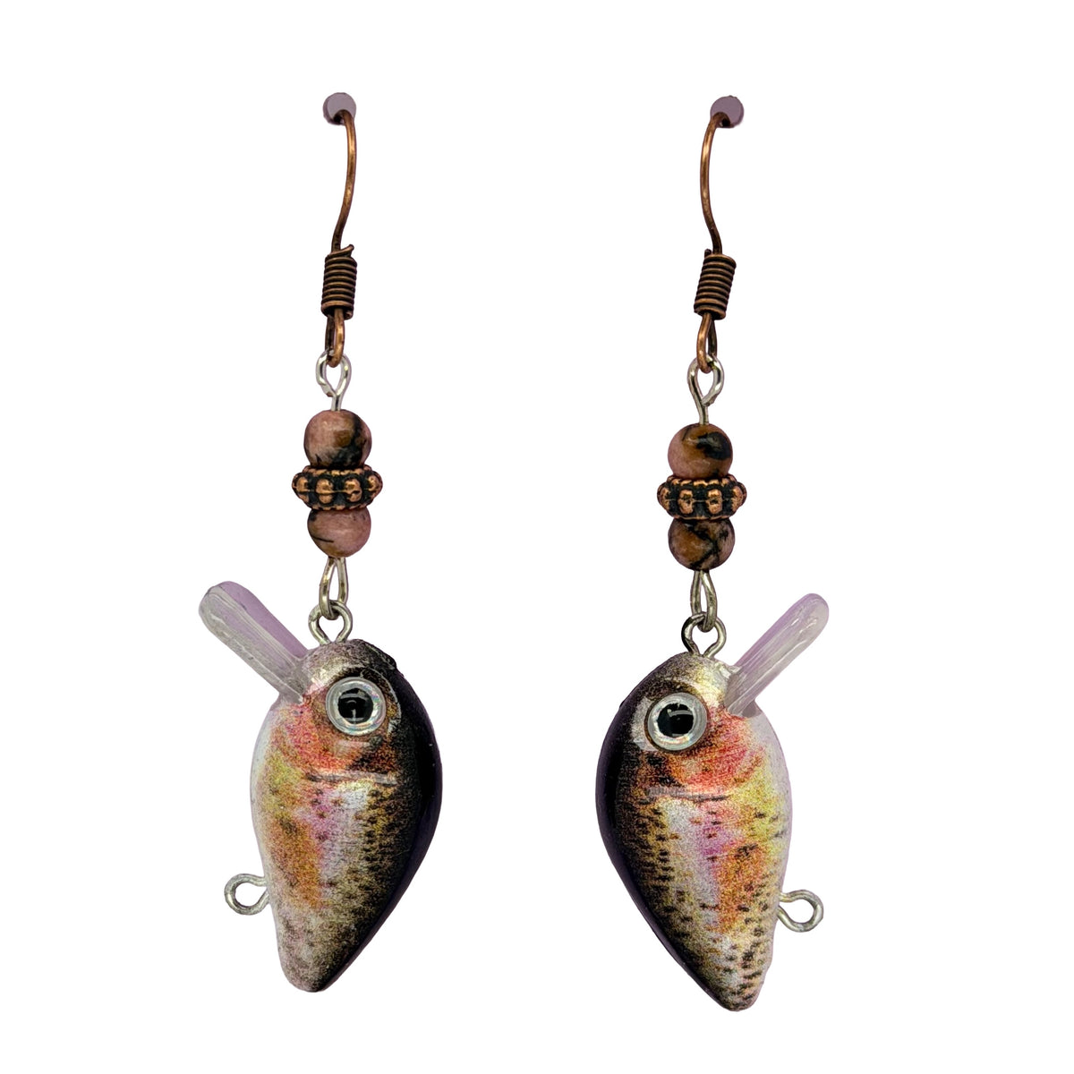 Rainbow Trout Beaded Lure Earrings