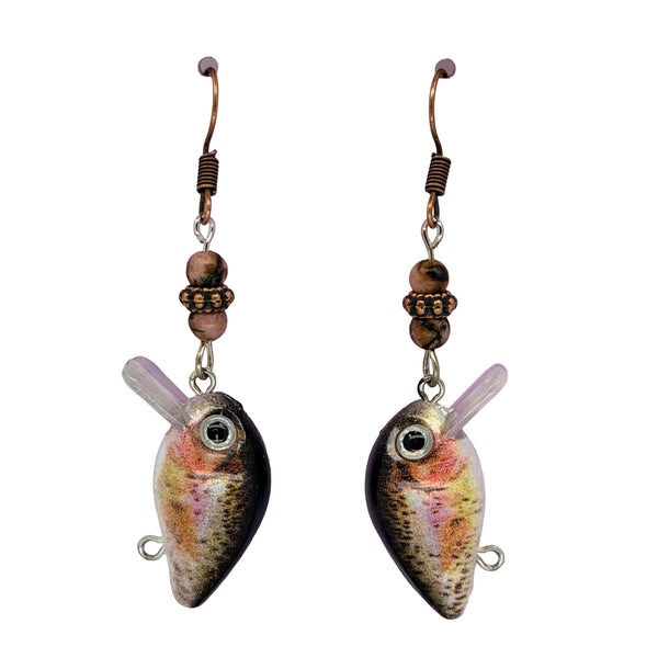 Rainbow Trout Beaded Lure Earrings
