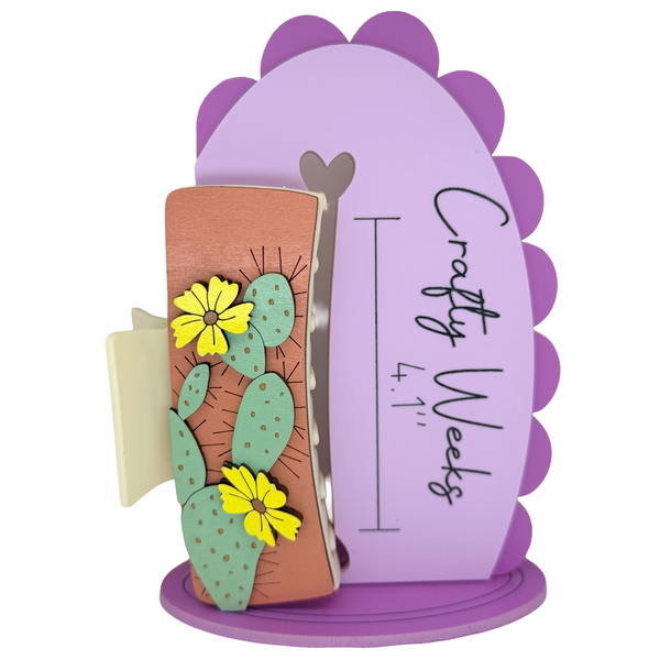 Yellow Cactus 4” Handpainted Hair Clip