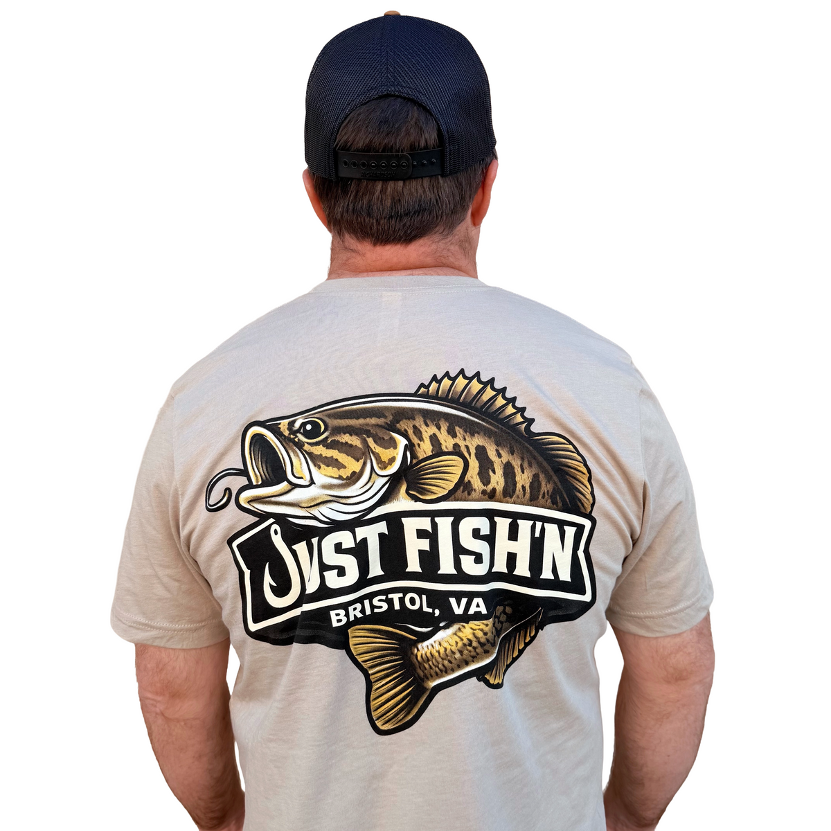 Just Fish'n Bass Logo Tee Heather Tan