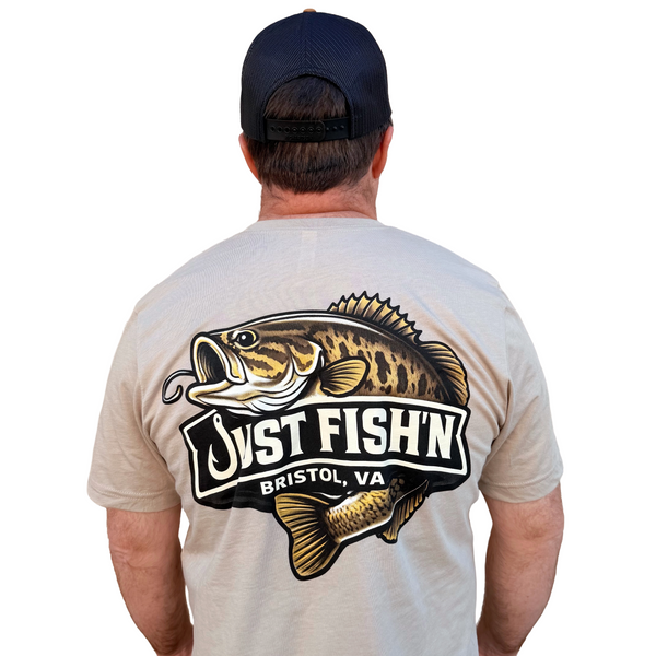 Just Fish'n Bass Logo Tee Heather Tan