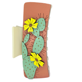 Yellow Cactus 4” Handpainted Hair Clip