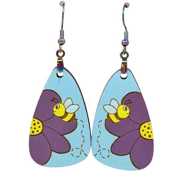 Floral Bee Dangle Earrings
