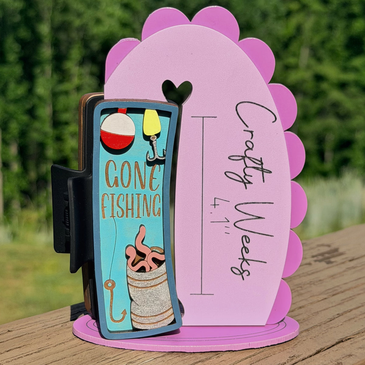 Gone Fishing 4” Handpainted Hair Clip