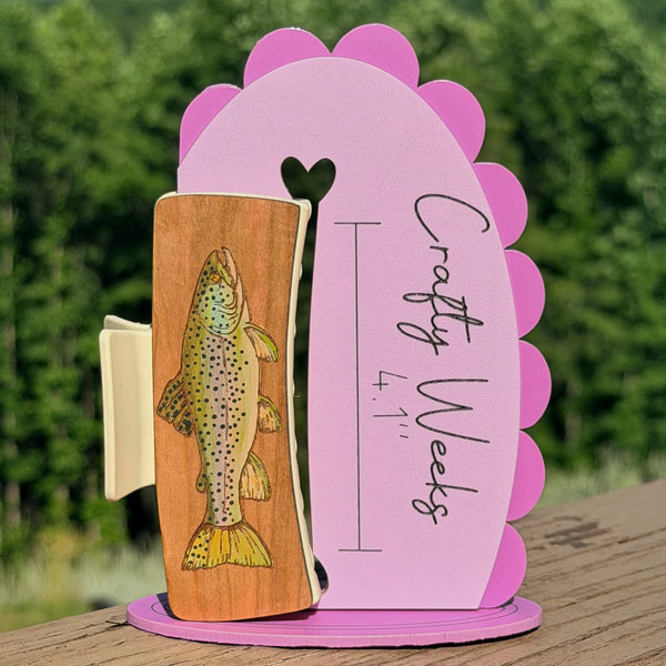 Brown Trout Special Handpainted Hair Clip