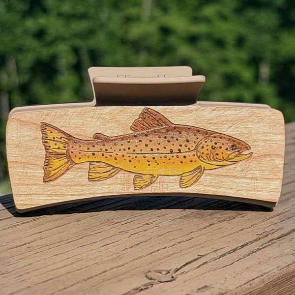 Brown Trout Hand-painted Hair Clip