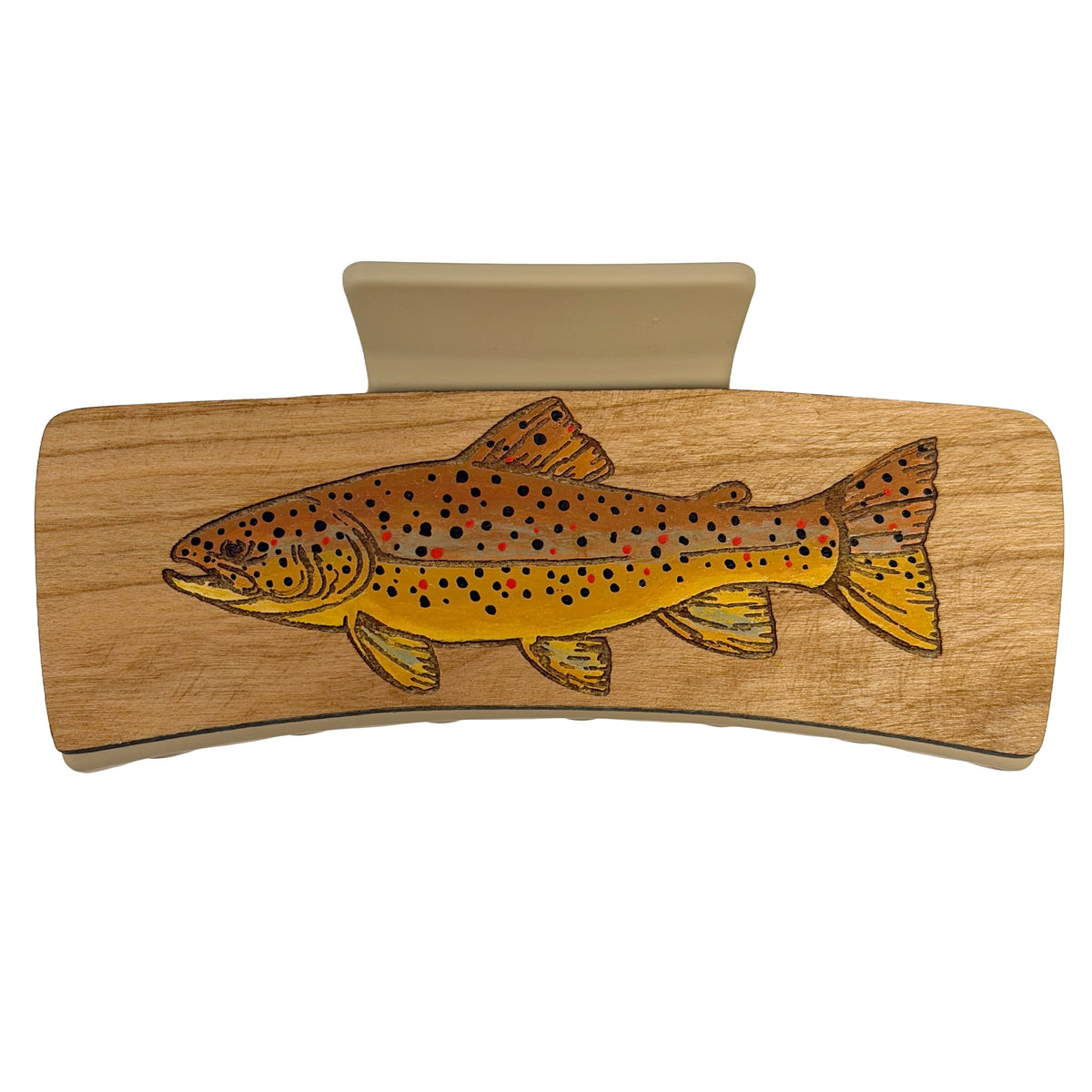 Brown Trout Handpainted Hair Clip